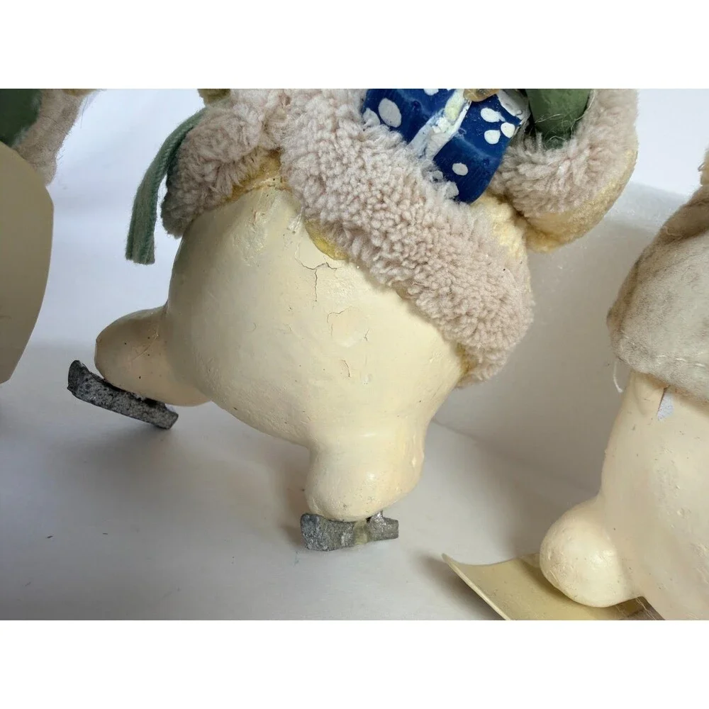 Vintage Skiing and Skating Snowmen Set of 4 Christmas Holiday Playful WinterREAD